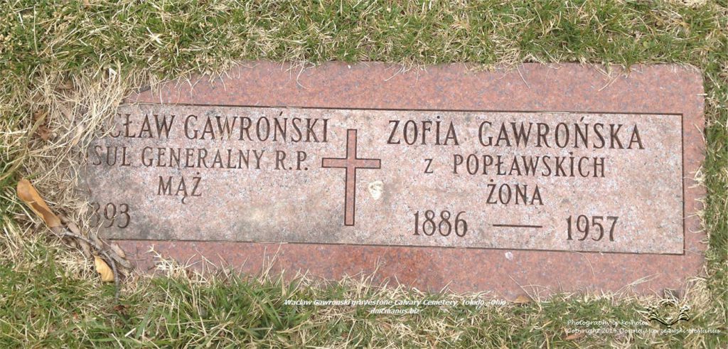 Wacław Gawroński gravestone, Calvary Cemetery, Toledo, Ohio