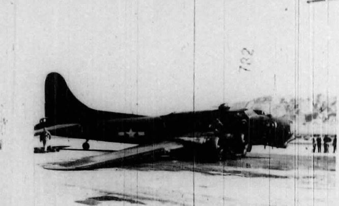 Damaged B17 from Las Vegas Air Field Accident, Right Wing on Ground at Landing