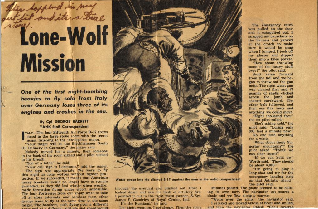 Lone-Wolf Mission, Yank Magazine, 26 January 1945