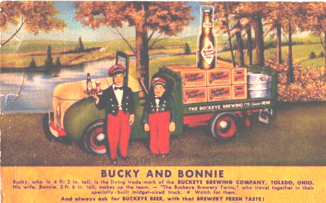 Bucky and Bonnie Postcard, Buckeye Beer