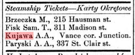 Anthony A Kujawa Steamship Tickets  Ameryka 10 January 1891
